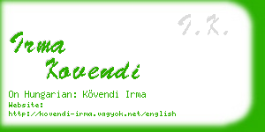 irma kovendi business card